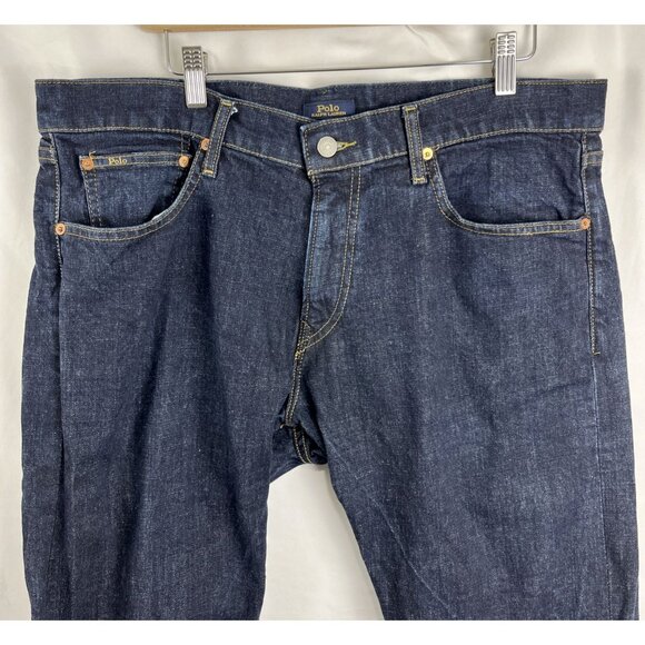 Polo Ralph Lauren The Varick Slim Straight Dark Denim Jeans Mens Size 36 X 34 - Picture 1 of 14